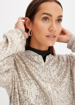 bonprix Bekleidung·Hosen|Jacken & Mäntel^Pailletten-Blouson sand