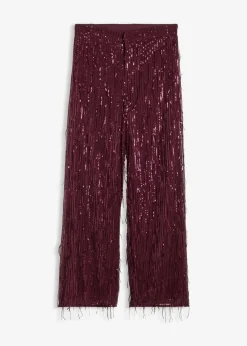 bonprix Hosen|Bekleidung·Kleider^Paillettenhose mit Fransen weinrot