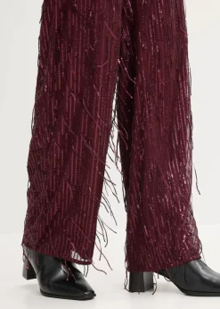 bonprix Hosen|Bekleidung·Kleider^Paillettenhose mit Fransen weinrot