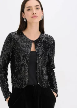 bonprix Jacken & Mäntel|Zweiteiler & Sets^Pailletten-Jacke schwarz