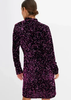 bonprix Kleider|Bekleidung·Pullover & Strickjacken^Paillettenkleid schwarz/pink