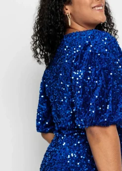bonprix Bekleidung·Pullover & Strickjacken^Paillettenkleid saphirblau
