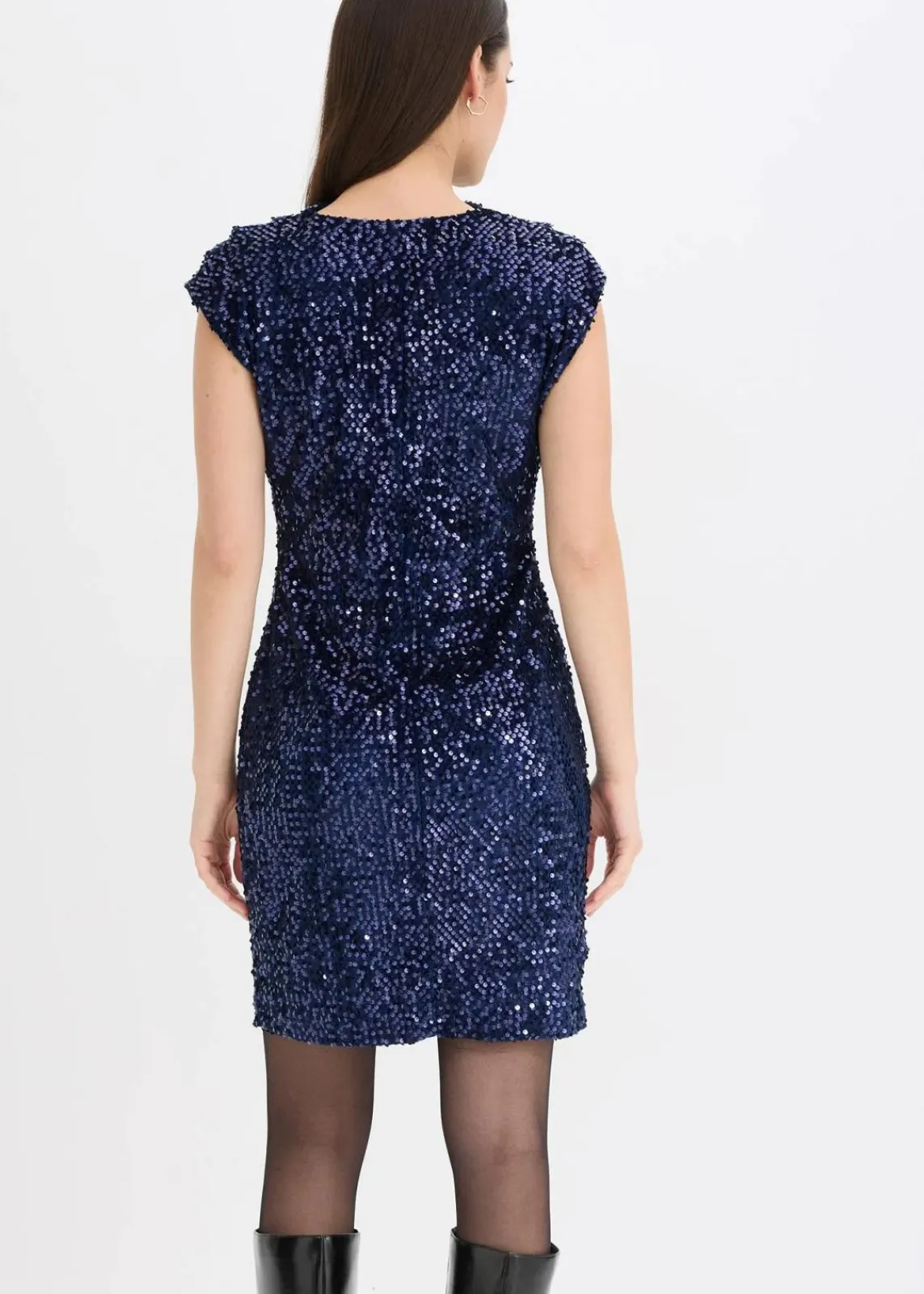 bonprix Bekleidung·Pullover & Strickjacken|Kleider^Paillettenkleid dunkelblau