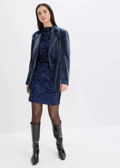 bonprix Bekleidung·Pullover & Strickjacken|Kleider^Paillettenkleid dunkelblau