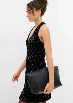 bonprix Kleider^Paillettenkleid mit Neckholder schwarz