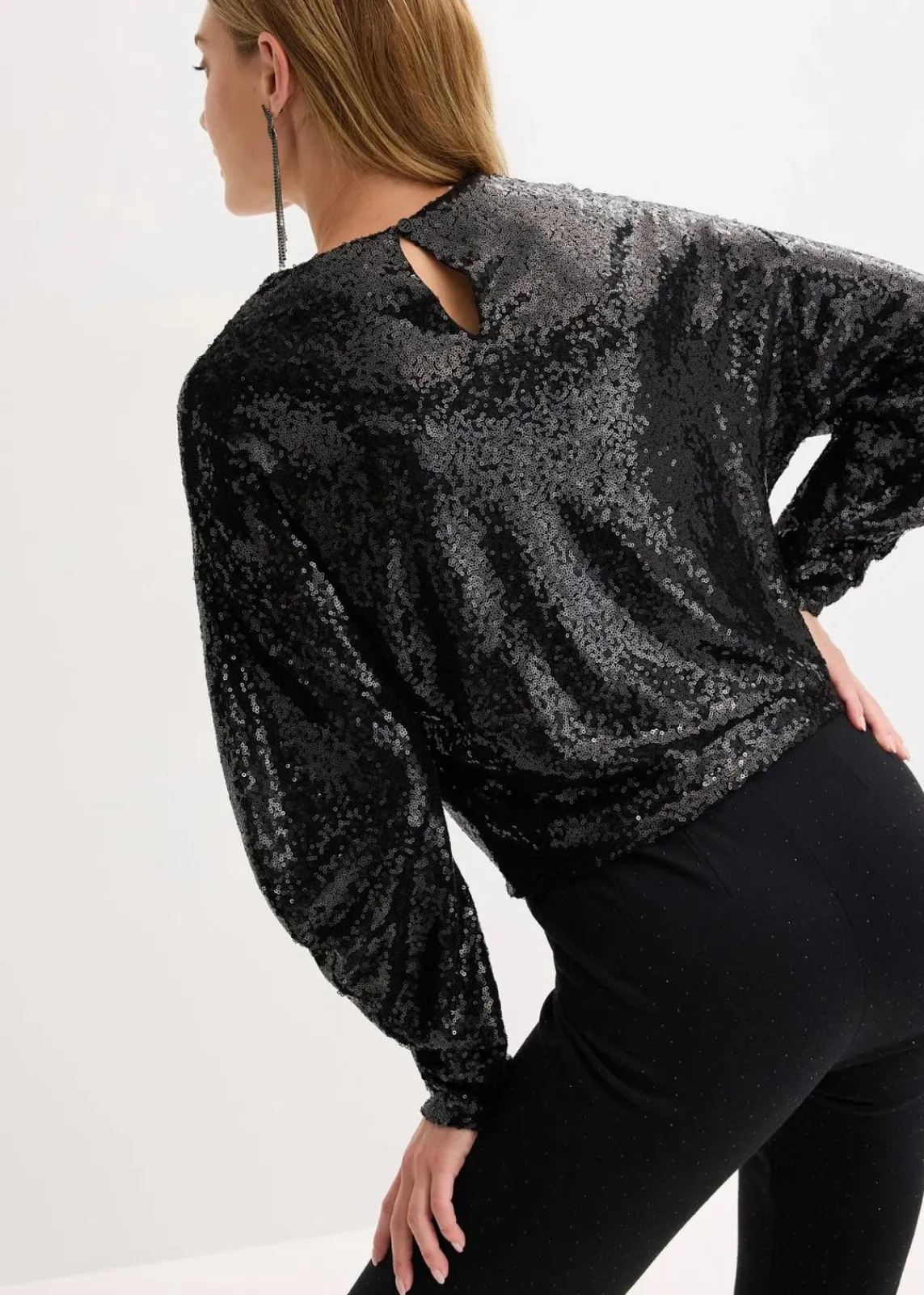 bonprix Shirts & Tops^Pailletten-Langarmshirt schwarz