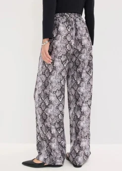 bonprix Bekleidung·Kleider|Nachhaltigere Materialien^Palazzo-Hose graubraun schlange bedruckt