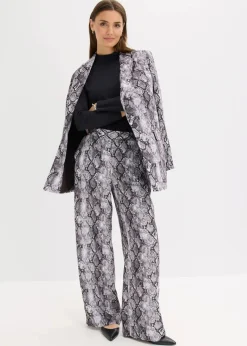 bonprix Bekleidung·Kleider|Nachhaltigere Materialien^Palazzo-Hose graubraun schlange bedruckt