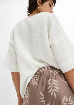 bonprix Bekleidung·Kleider|Hosen^Palazzo-Hose taupe/wollweiß bedruckt