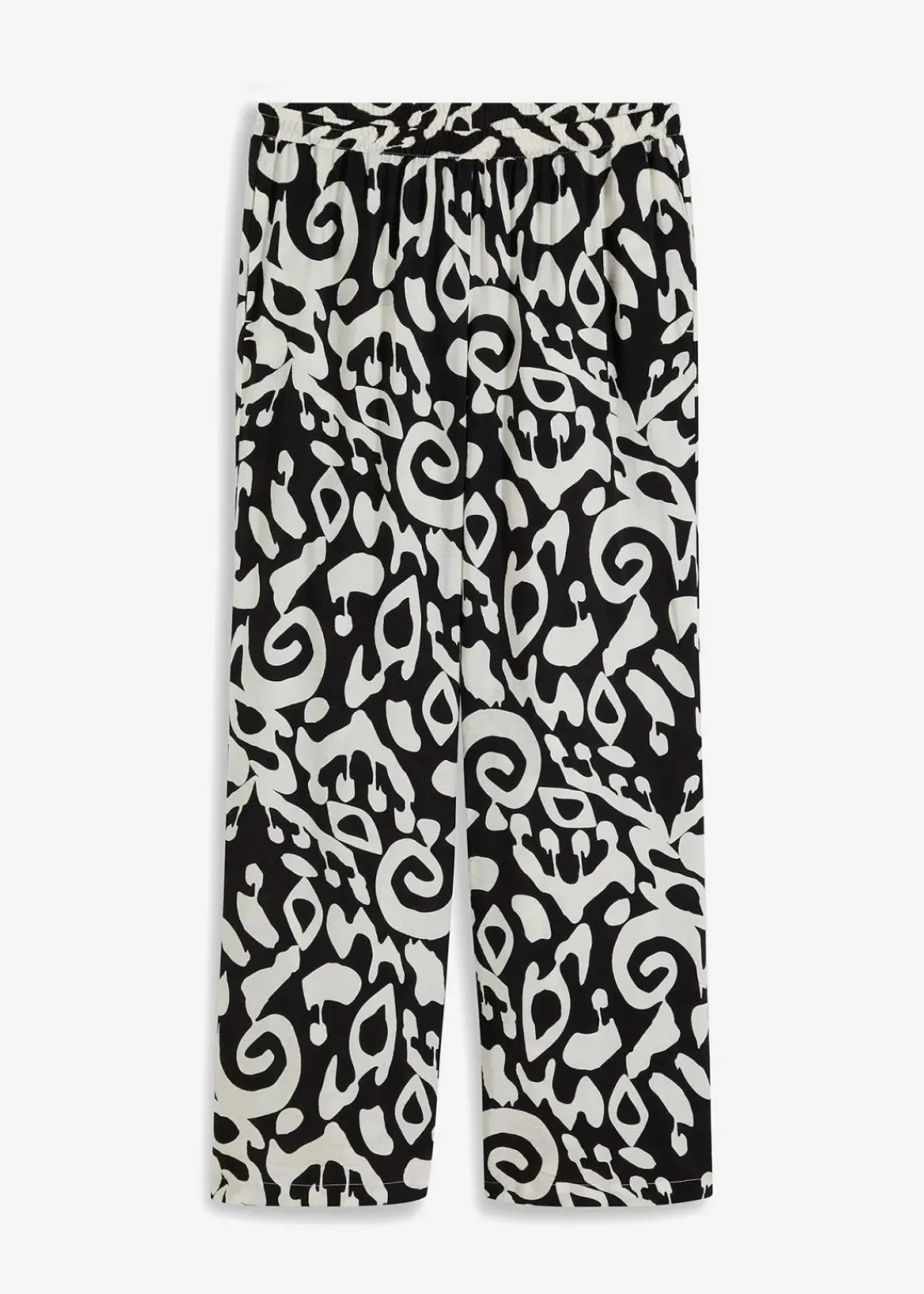 bonprix Bekleidung·Kleider|Hosen^Palazzo-Hose schwarz/wollweiß bedruckt