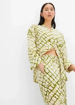 bonprix Bekleidung·Kleider|Hosen^Palazzo-Hose dunkelmoos/natur batik
