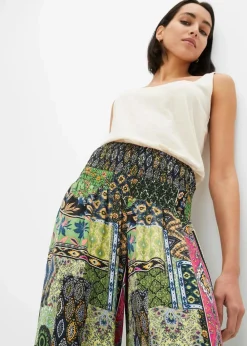 bonprix Bekleidung·Kleider|Hosen^Palazzo-Hose grün/blau paisley