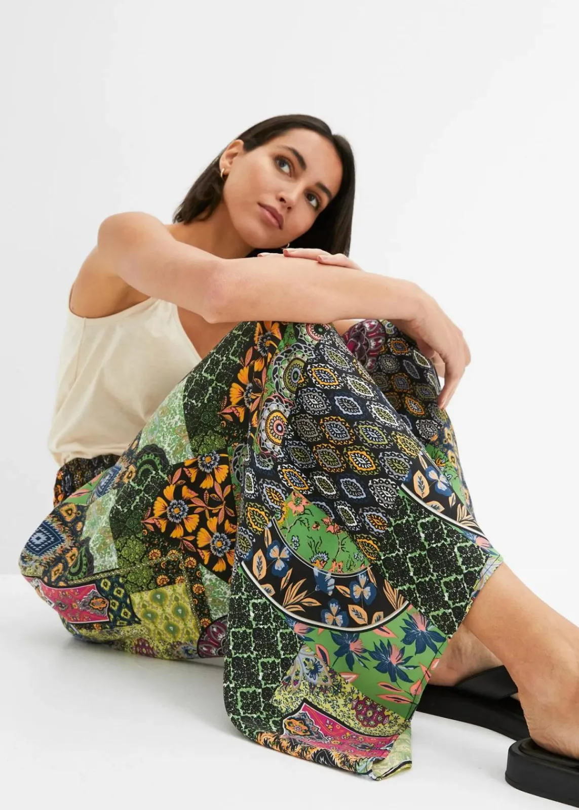 bonprix Bekleidung·Kleider|Hosen^Palazzo-Hose grün/blau paisley