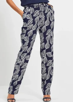 bonprix Hosen|Nachhaltigere Materialien^Palazzo-Hose dunkelblau/weiß bedruckt