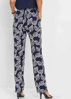 bonprix Hosen|Nachhaltigere Materialien^Palazzo-Hose dunkelblau/weiß bedruckt