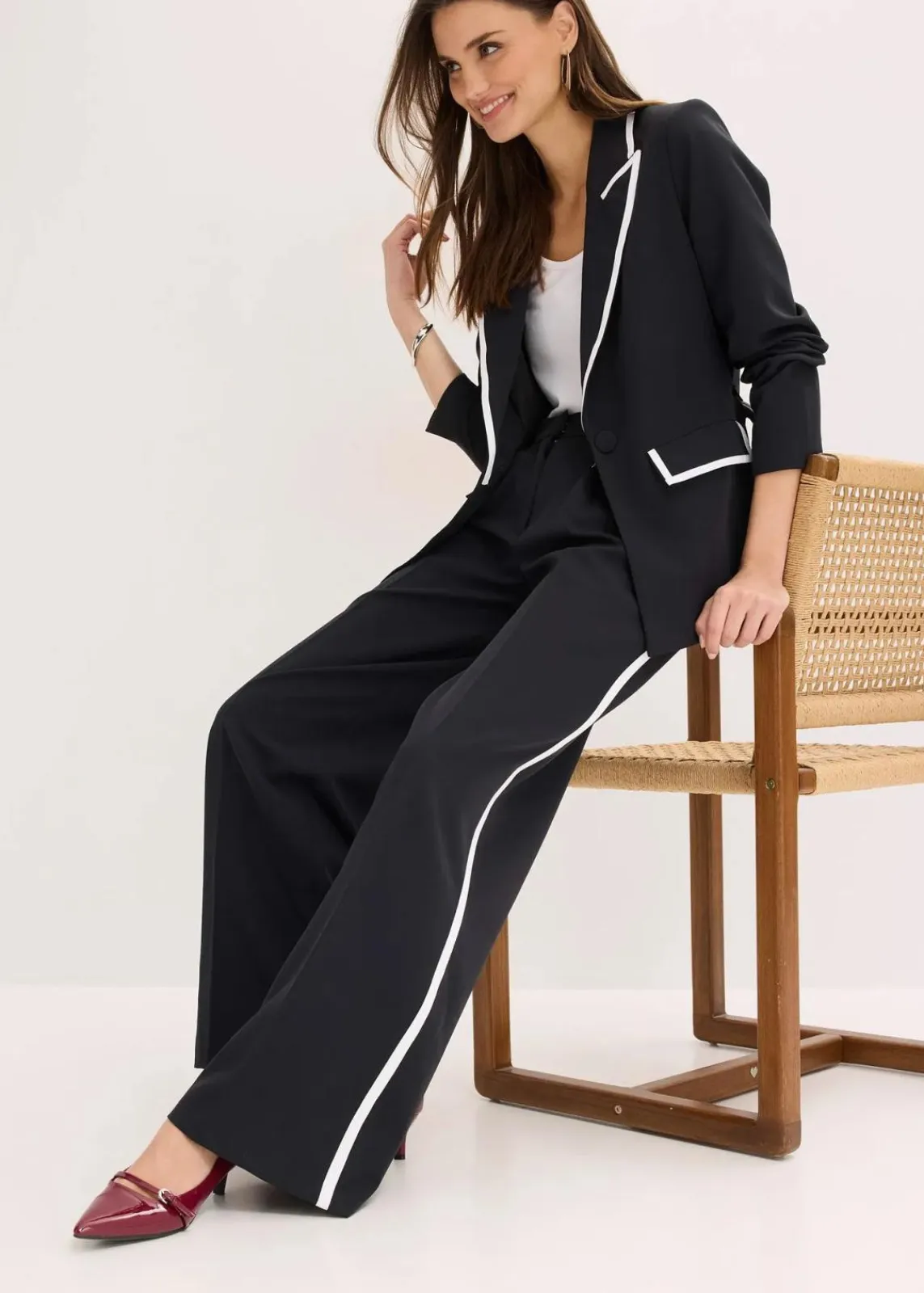 bonprix Bekleidung·Kleider|Hosen^Palazzo-Hose schwarz/weiß