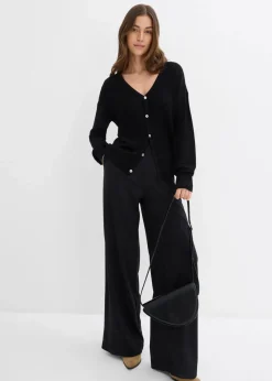 bonprix Bekleidung·Kleider|Hosen^Palazzo-Hose aus bequemen Punto di Roma schwarz