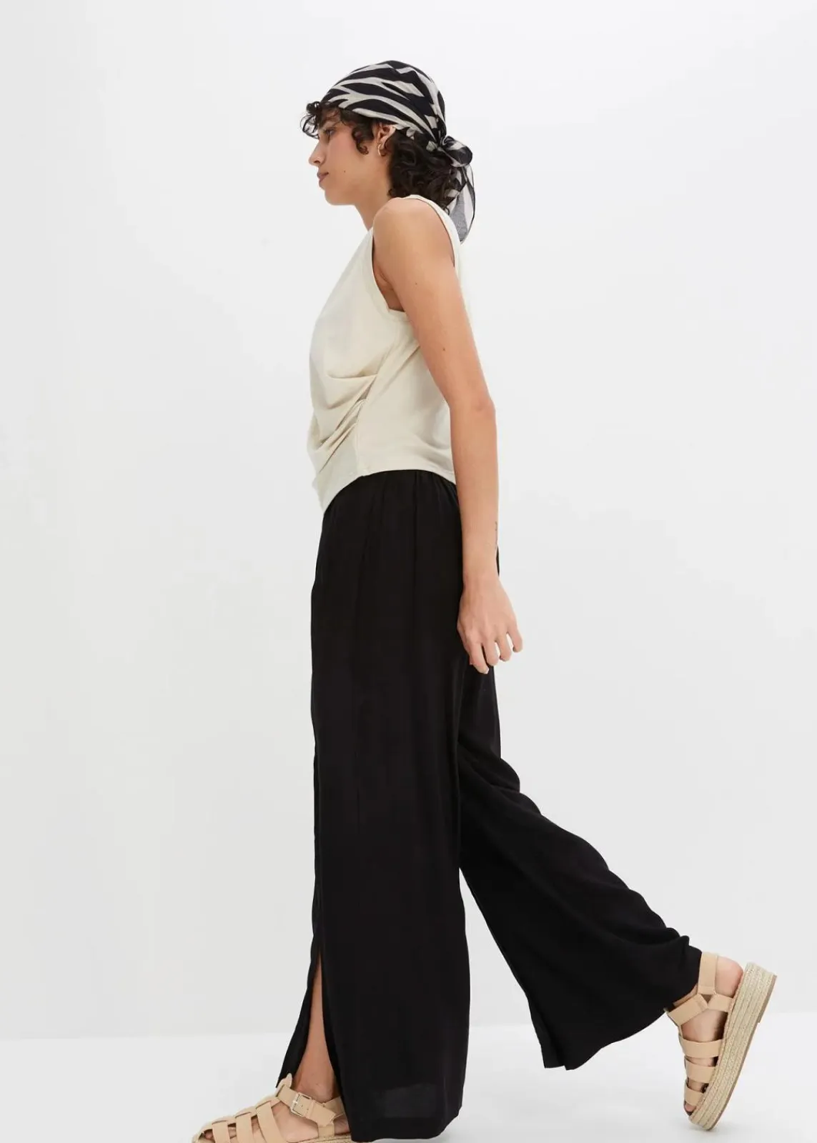 bonprix Bekleidung·Kleider|Hosen^Palazzo-Hose aus feiner Viskose schwarz