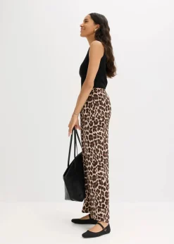 bonprix Bekleidung·Kleider|Hosen^Palazzo-Hose aus fließendem Satin braun leo bedruckt