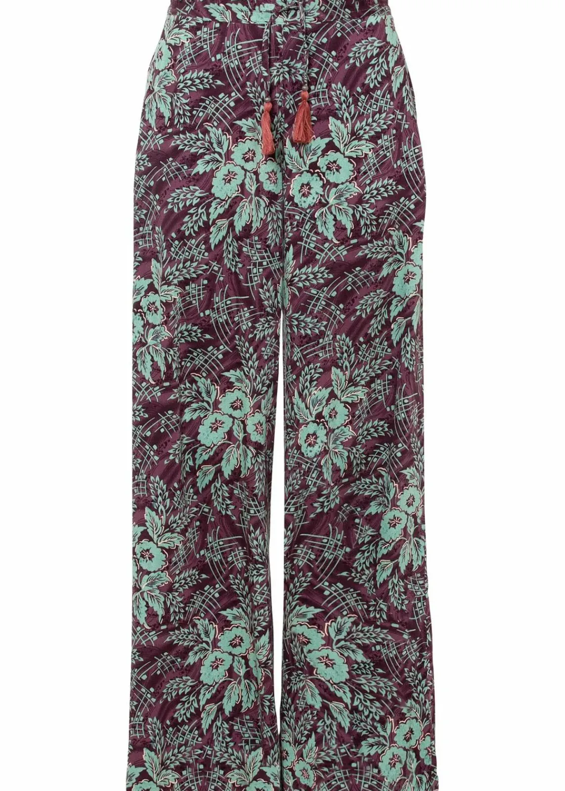 bonprix Bekleidung·Kleider|Hosen^Palazzo-Hose aus fließender Viskose beere/salbeigrün geblümt