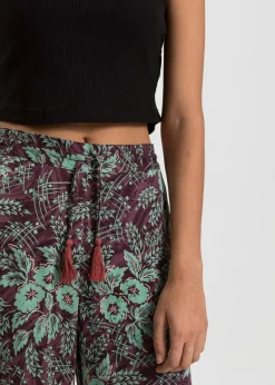 bonprix Bekleidung·Kleider|Hosen^Palazzo-Hose aus fließender Viskose beere/salbeigrün geblümt