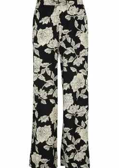 bonprix Bekleidung·Kleider|Hosen^Palazzo-Hose aus fließender Viskose schwarz/kieselbeige geblümt