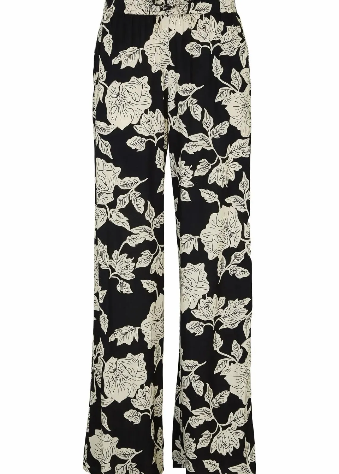 bonprix Bekleidung·Kleider|Hosen^Palazzo-Hose aus fließender Viskose schwarz/kieselbeige geblümt