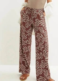 bonprix Nachhaltigere Materialien|Hosen^Palazzo-Hose aus fließender Viskose terrabraun/weiß bedruckt