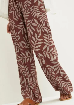 bonprix Nachhaltigere Materialien|Hosen^Palazzo-Hose aus fließender Viskose terrabraun/weiß bedruckt