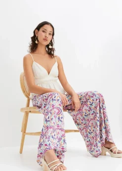 bonprix Hosen|Kurzgrößen^Palazzo-Hose aus fließender Viskose rauchlavendel paisley