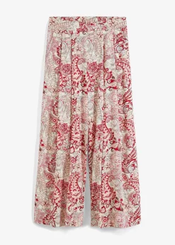 bonprix Bekleidung·Kleider|Hosen^Palazzo-Hose aus fließender Viskose wollweiß/bonbonrosa/rot paisley