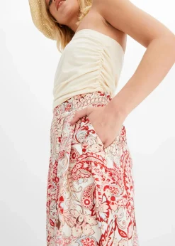 bonprix Bekleidung·Kleider|Hosen^Palazzo-Hose aus fließender Viskose wollweiß/bonbonrosa/rot paisley
