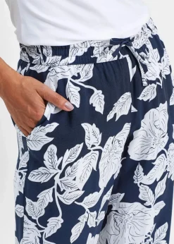 bonprix Nachhaltigere Materialien|Hosen^Palazzo-Hose aus fließender Viskose dunkelblau/weiß geblümt