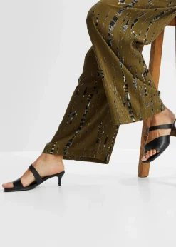 bonprix Bekleidung·Kleider|Hosen^Palazzo-Hose aus fließender Viskose khakigrün/schwarz bedruckt