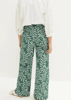 bonprix Bekleidung·Kleider|Hosen^Palazzo-Hose aus fließender Viskose dunkelgrün/weiß bedruckt