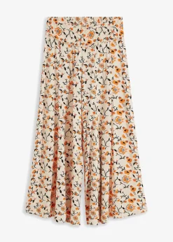 bonprix Kurzgrößen|Bekleidung·Kleider^Palazzo-Hose aus fließender Viskose beige/orange geblümt