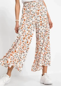 bonprix Kurzgrößen|Bekleidung·Kleider^Palazzo-Hose aus fließender Viskose beige/orange geblümt