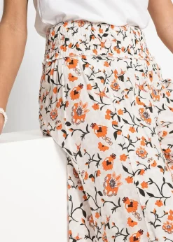 bonprix Kurzgrößen|Bekleidung·Kleider^Palazzo-Hose aus fließender Viskose beige/orange geblümt