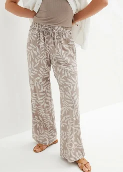bonprix Nachhaltigere Materialien|Hosen^Palazzo-Hose aus fließender Viskose taupe/weiß bedruckt