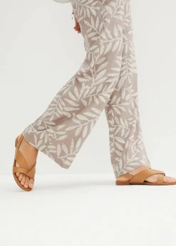 bonprix Nachhaltigere Materialien|Hosen^Palazzo-Hose aus fließender Viskose taupe/weiß bedruckt