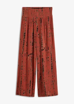 bonprix Nachhaltigere Materialien|Hosen^Palazzo-Hose aus fließender Viskose marsalabraun / schwarz bedruckt