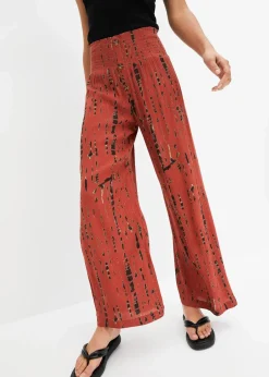 bonprix Nachhaltigere Materialien|Hosen^Palazzo-Hose aus fließender Viskose marsalabraun / schwarz bedruckt