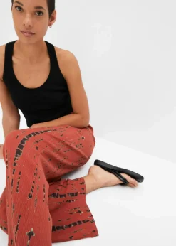 bonprix Nachhaltigere Materialien|Hosen^Palazzo-Hose aus fließender Viskose marsalabraun / schwarz bedruckt