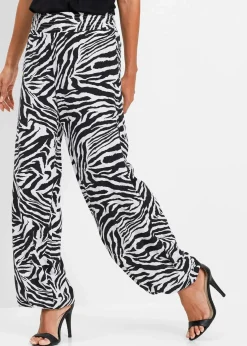 bonprix Nachhaltigere Materialien|Hosen^Palazzo-Hose aus fließender Viskose schwarz zebra bedruckt