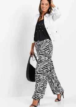 bonprix Nachhaltigere Materialien|Hosen^Palazzo-Hose aus fließender Viskose schwarz zebra bedruckt