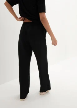 bonprix Bekleidung·Kleider|Hosen^Palazzo-Hose aus leichtem Leinen-Viskose-Mix schwarz