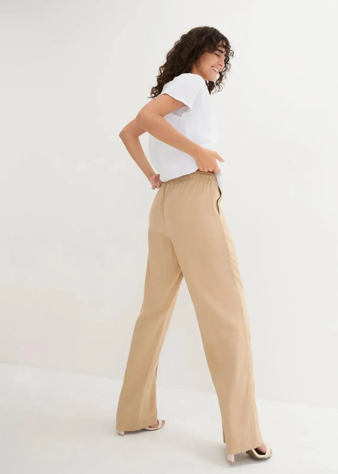 bonprix Hosen|Bekleidung·Kleider^Palazzo-Hose aus leichtem Leinen-Viskose-Mix latte macchiato