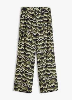 bonprix Bekleidung·Kleider|Hosen^Palazzo-Hose aus leichtem Viskose-Crêpe dunkeloliv bedruckt