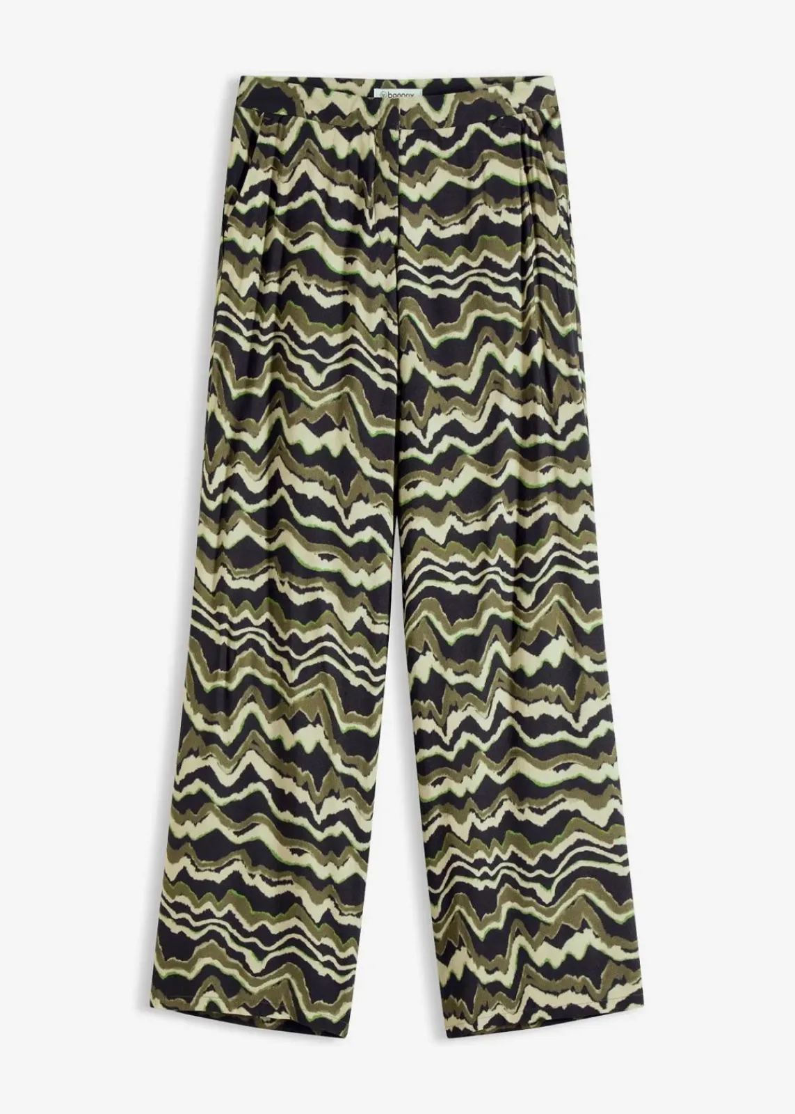 bonprix Bekleidung·Kleider|Hosen^Palazzo-Hose aus leichtem Viskose-Crêpe dunkeloliv bedruckt