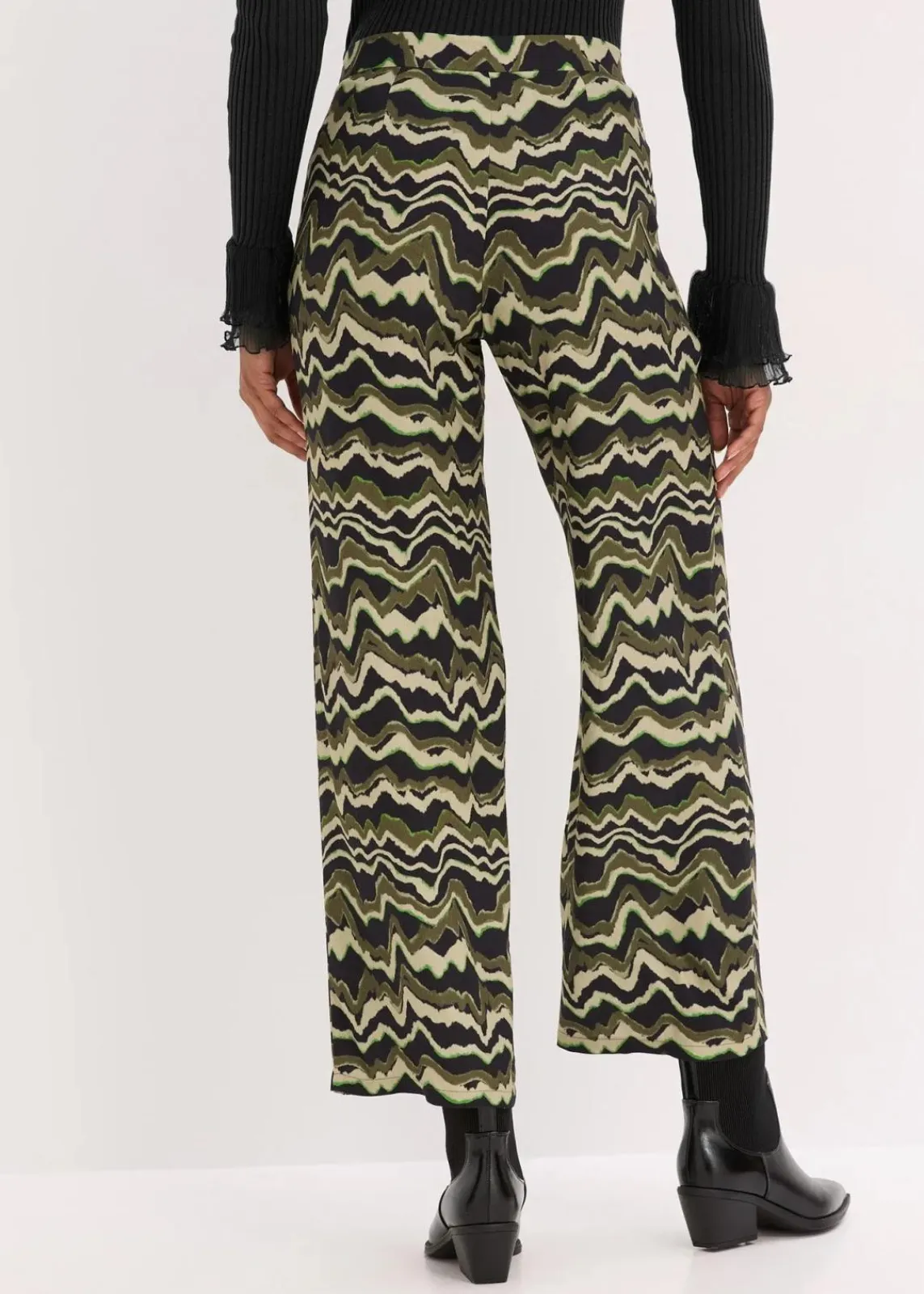 bonprix Bekleidung·Kleider|Hosen^Palazzo-Hose aus leichtem Viskose-Crêpe dunkeloliv bedruckt